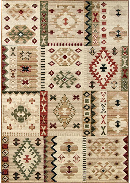 Covor modern bej crem cu model geometric, ideal pentru decor contemporan