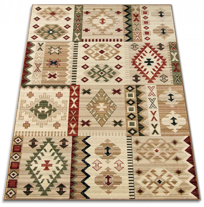 Covor modern bej crem cu design actual, vedere frontala