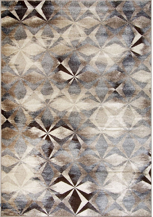 Covor modern bej maro cu design geometric abstract pentru interior contemporan