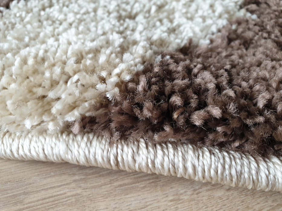 Covor modern bej maro pentru living, covor elegant cu model decorativ pentru interior