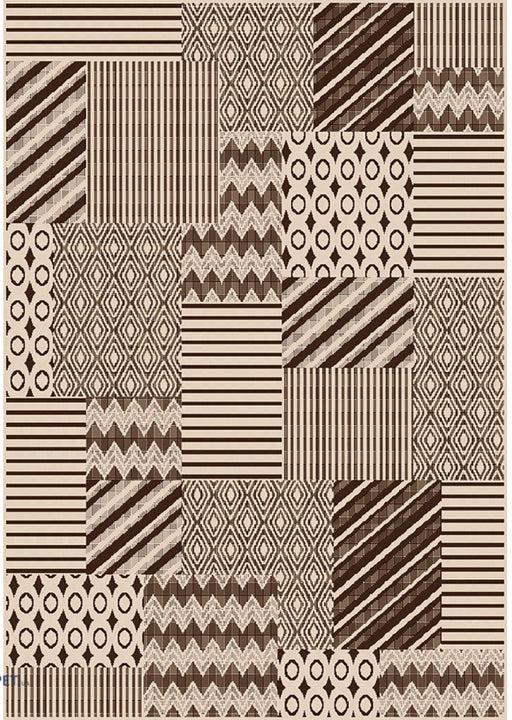 covor modern bej maro model geometric cu texturi diverse covor decorativ pentru living