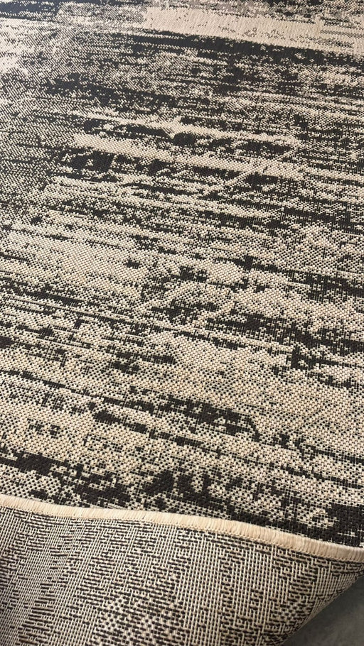 covor modern bej maro textura abstracta covor rezistent trafic intens pentru living si hol