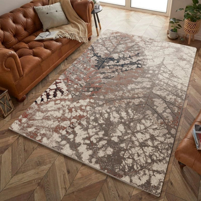 Covor modern crem bej stil minimalist cu aspect rafinat si model abstract decorativ