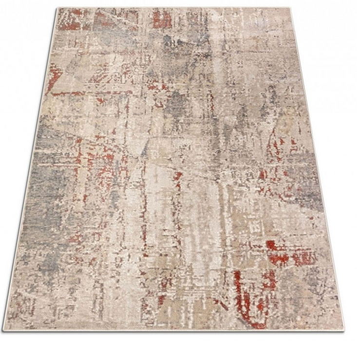 Covor modern crem bej cu model abstract si textura fina, potrivit pentru living sau dormitor