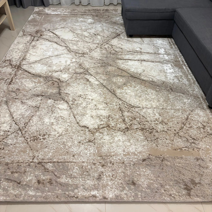 Textura fibre covor modern crem bej, material moale si confortabil la atingere