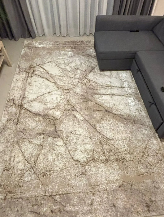 Covor marmorat crem bej modern, dimensiune mare pentru living sau sufragerie