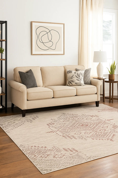 Covor modern crem în living, potrivit pentru decor minimalist și scandinav