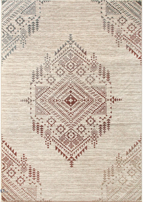 Covor modern crem cu model etnic și design contemporan