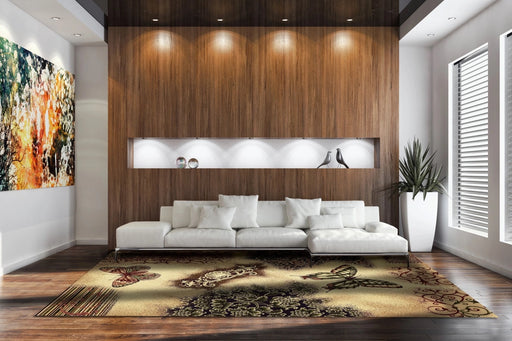 covor modern cu fluturi in living