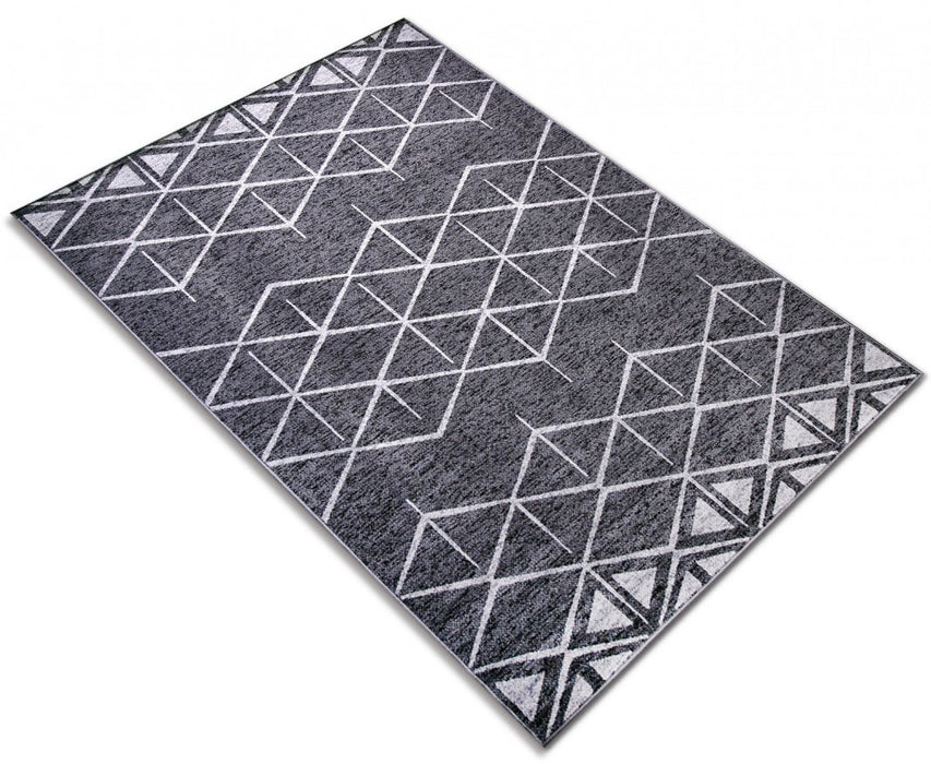Covor modern cu model geometric gri pentru living si dormitor elegant