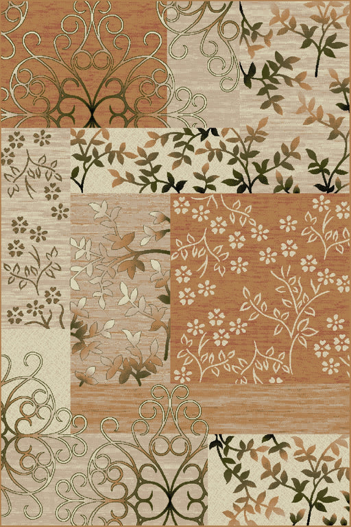 Covor modern floral bej, ideal pentru living și dormitor