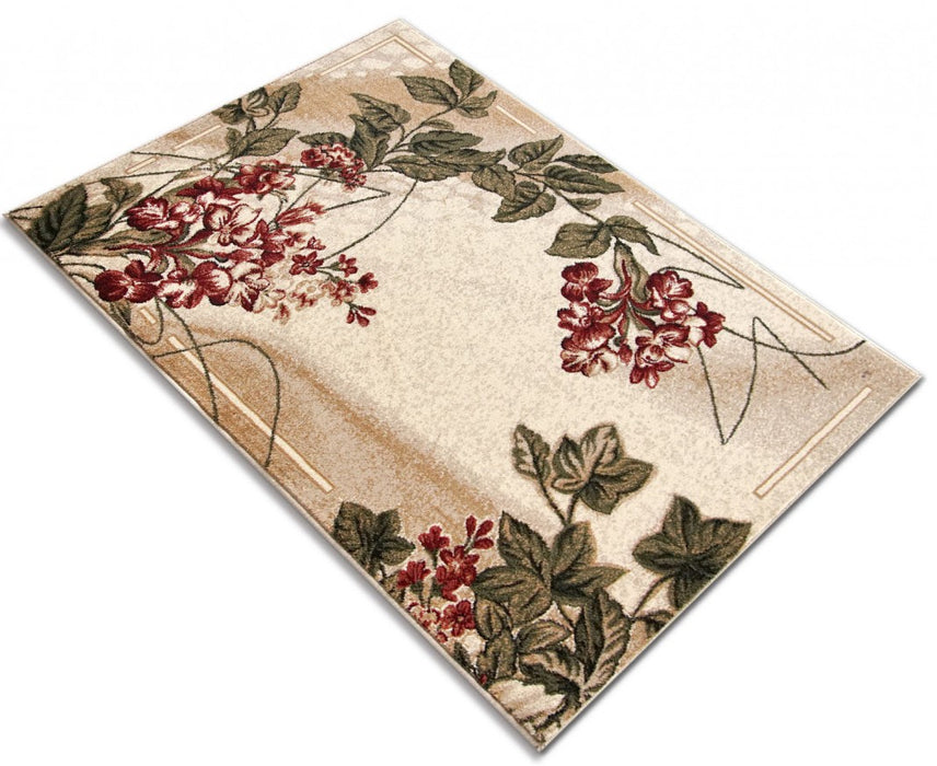 covor modern floral crem bej design