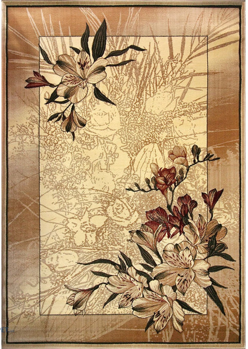 covor modern floral crem bej pentru living si dormitor