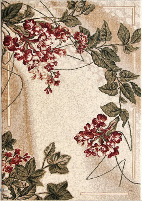 covor modern floral crem bej