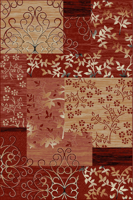 Covor modern floral grena, ideal pentru living și dormitor