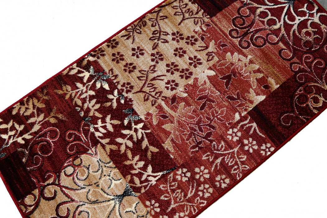 Covor modern floral grena, design decorativ