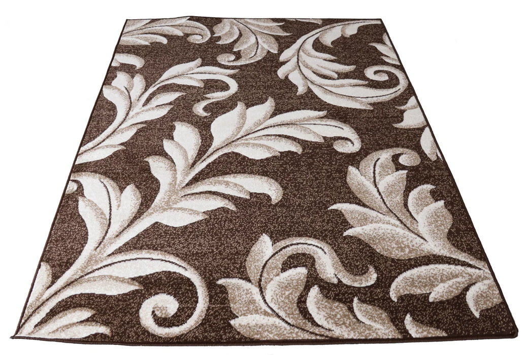 covor modern floral maro bej, vedere de sus