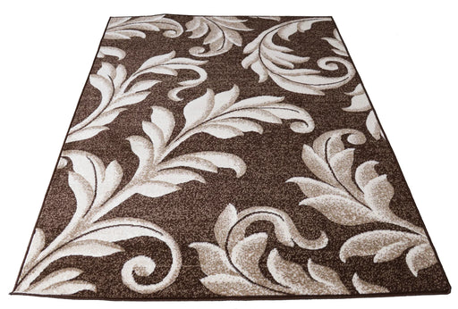 covor modern floral maro bej, vedere de sus