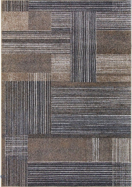 Covor modern geometric bej gri pentru living, cu design abstract si aspect premium