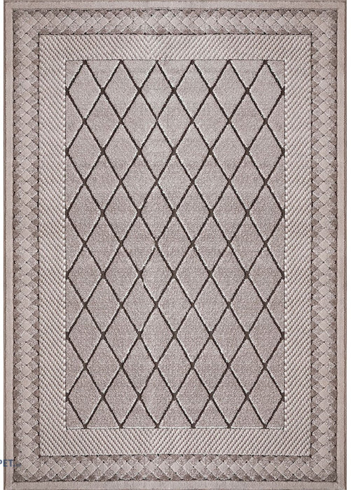 Covor modern geometric bej maro, design contemporan pentru living și dormitor