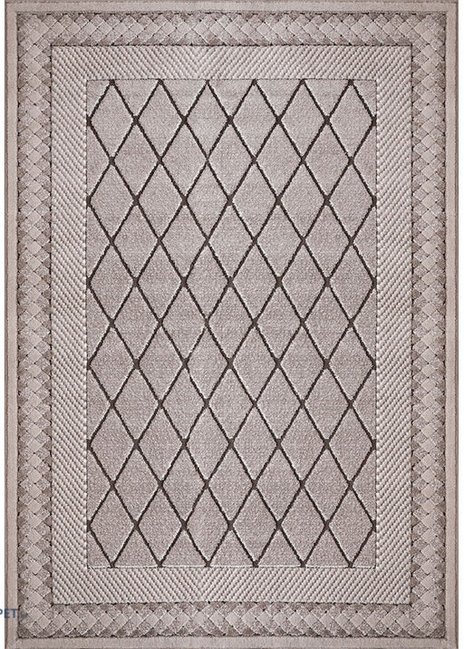 Covor modern geometric bej maro, design contemporan pentru living și dormitor