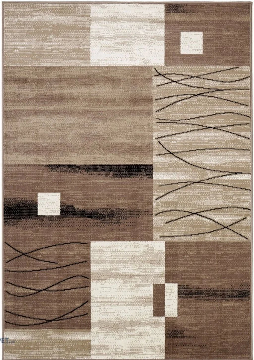 covor modern geometric bej maro, vedere de sus