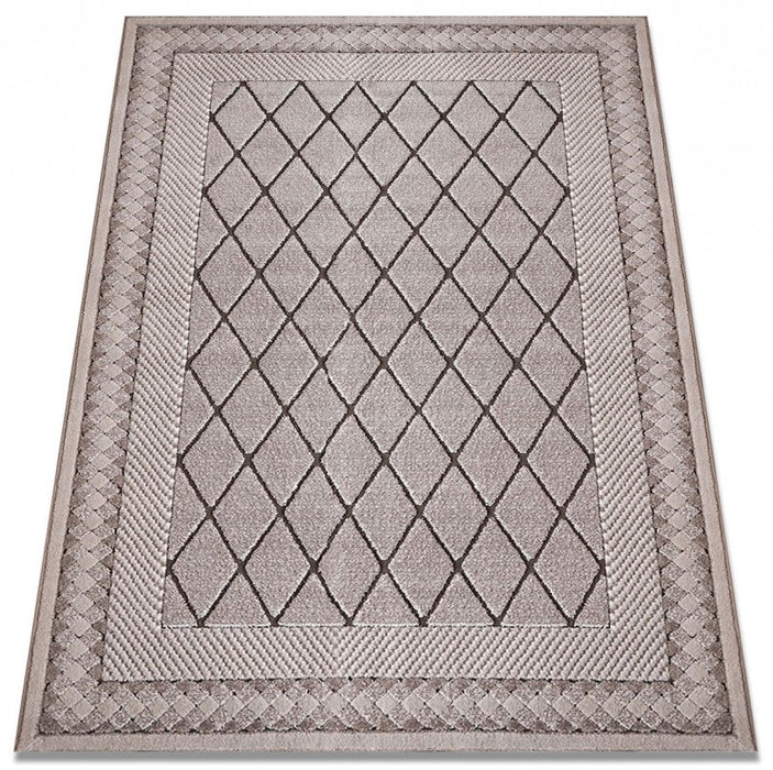 Covor modern geometric bej maro, vedere verticală