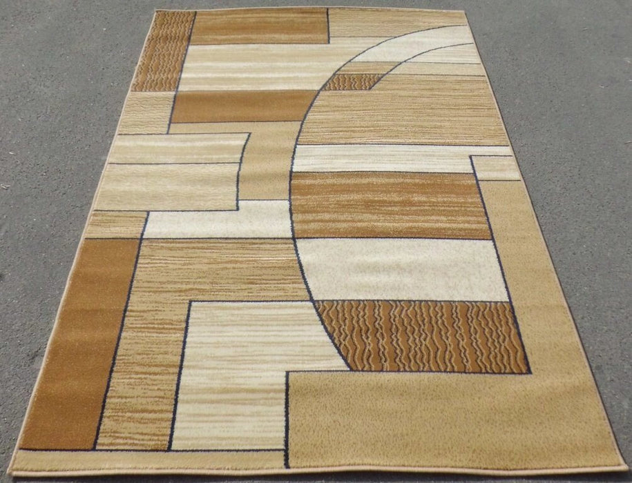 Covor modern geometric bej, vedere în perspectivă
