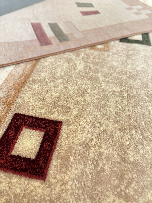 Detaliu model geometric covor modern crem bej