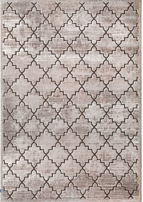 Covor modern geometric crem maro, design contemporan