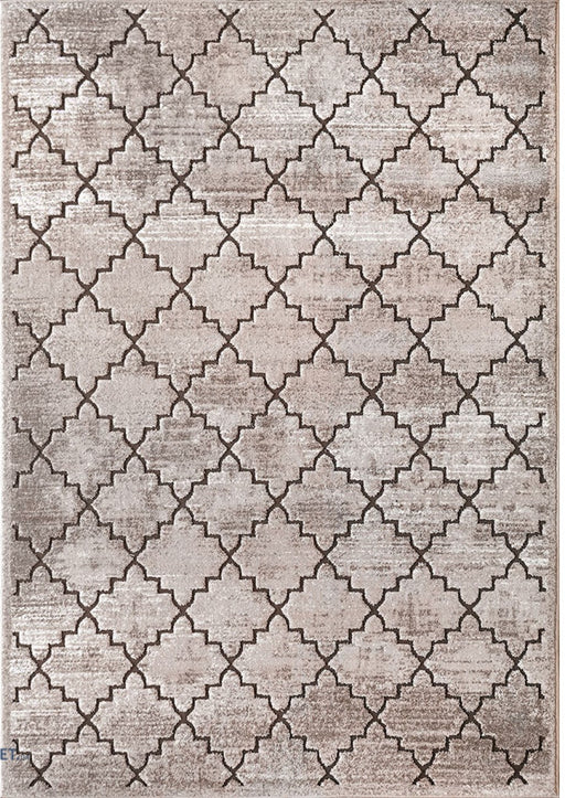 Covor modern geometric crem maro, design contemporan