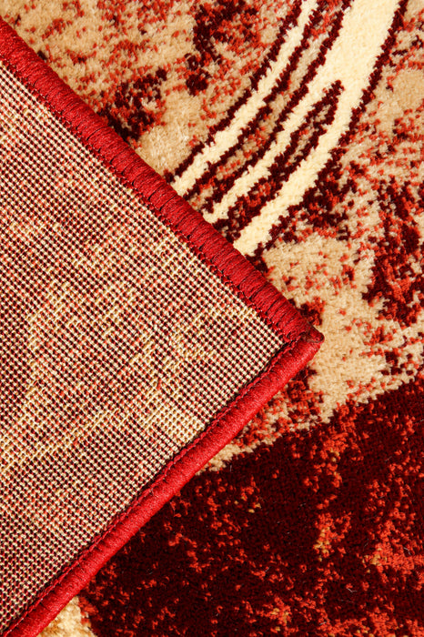 Margine si finisaj covor modern geometric grena cu aspect ingrijit