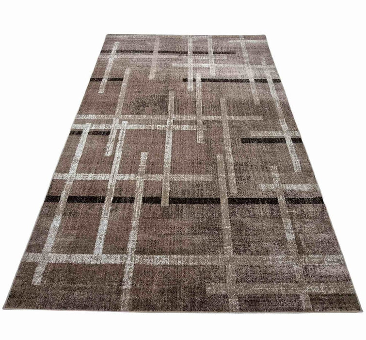 Covor modern geometric maro bej dreptunghiular potrivit pentru living dormitor sau birou