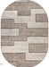 Covor modern geometric oval crem maro, ideal pentru living și dormitor