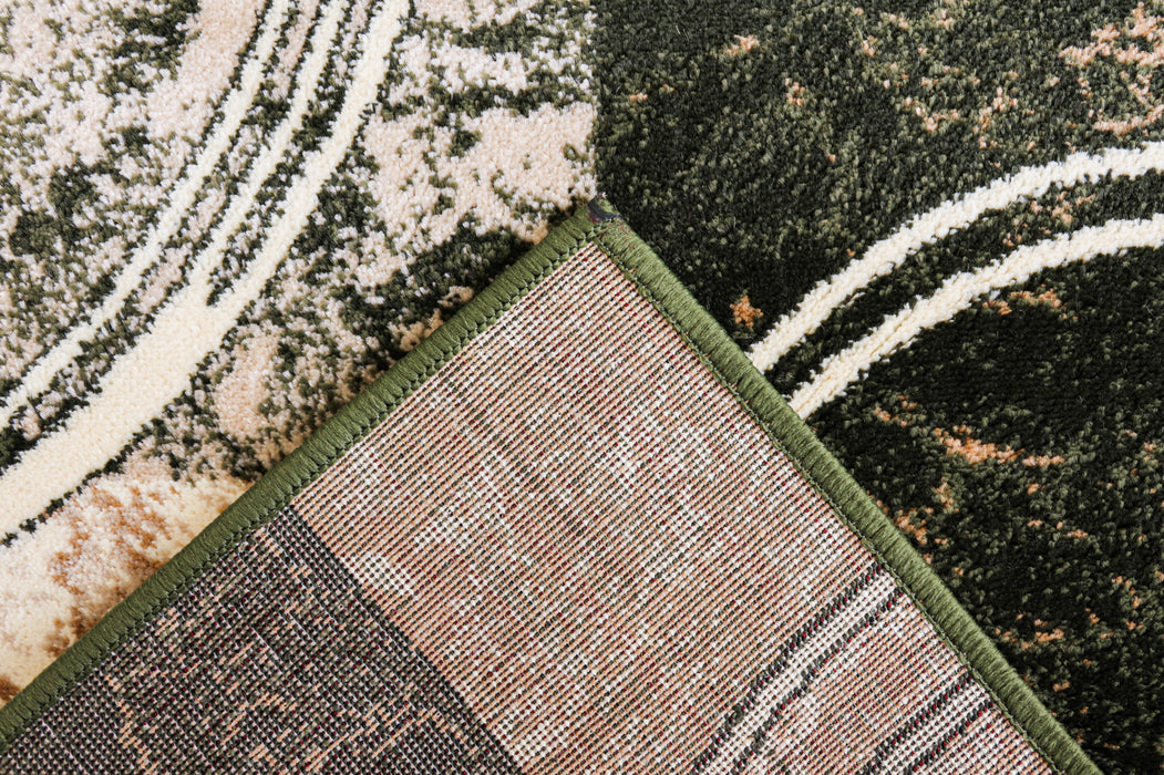 Margine si finisaj covor modern geometric verde cu aspect ingrijit