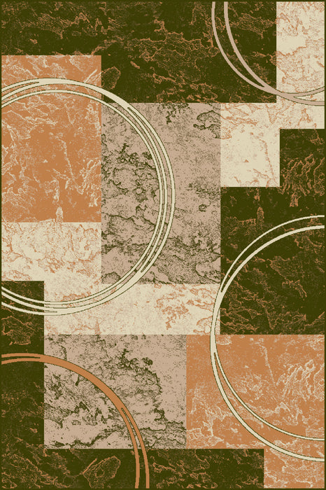 Covor modern geometric verde cu design abstract, ideal pentru living sau dormitor