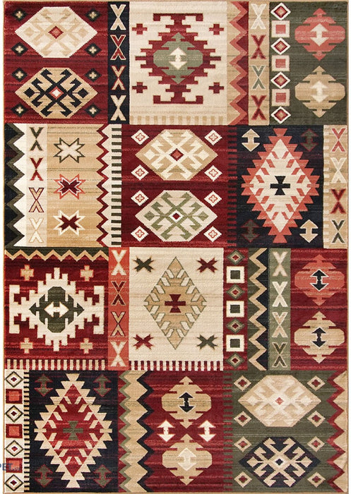 Covor modern grena cu model geometric, ideal pentru decor contemporan