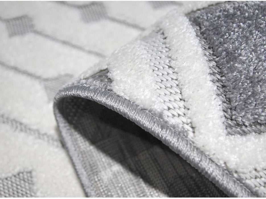 Colt covor modern gri alb grosime medie