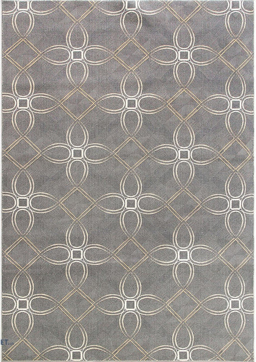 Covor modern gri bej cu model geometric si design contemporan, potrivit pentru living sau dormitor