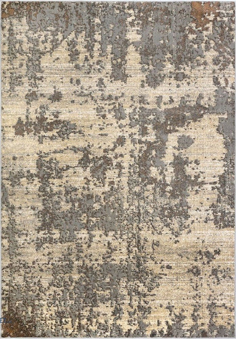 Covor modern gri bej cu model abstract si textura fina, potrivit pentru living sau dormitor