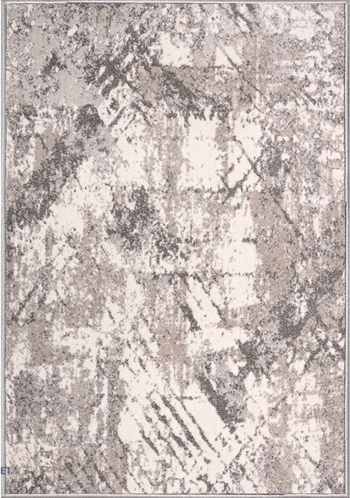 Covor modern gri bej cu model abstract si textura fina, potrivit pentru living sau dormitor