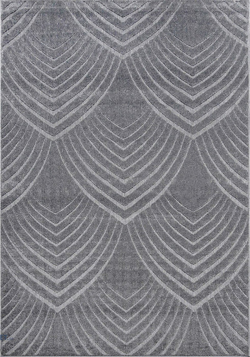 Covor modern gri pentru living cu model geometric discret