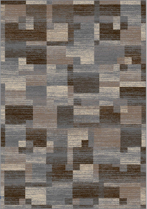 Covor modern gri maro cu model geometric patchwork pentru living contemporan