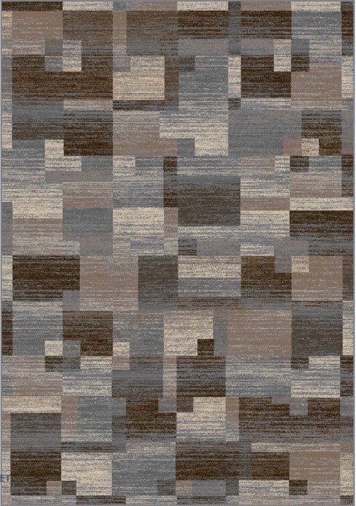 Covor modern gri maro cu model geometric patchwork pentru living contemporan