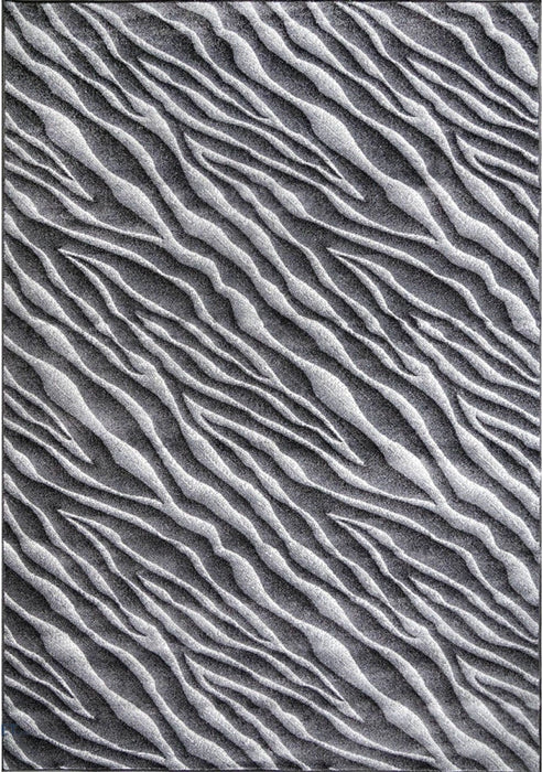 Covor modern gri cu model valuri reliefate vazut de sus design contemporan pentru living