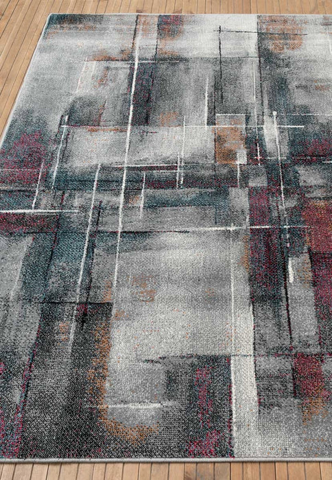 Covor modern gri pentru living elegant, cu model abstract si aspect premium
