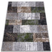 Covor living geometric modern în culori gri, alb și verde pentru decor elegant