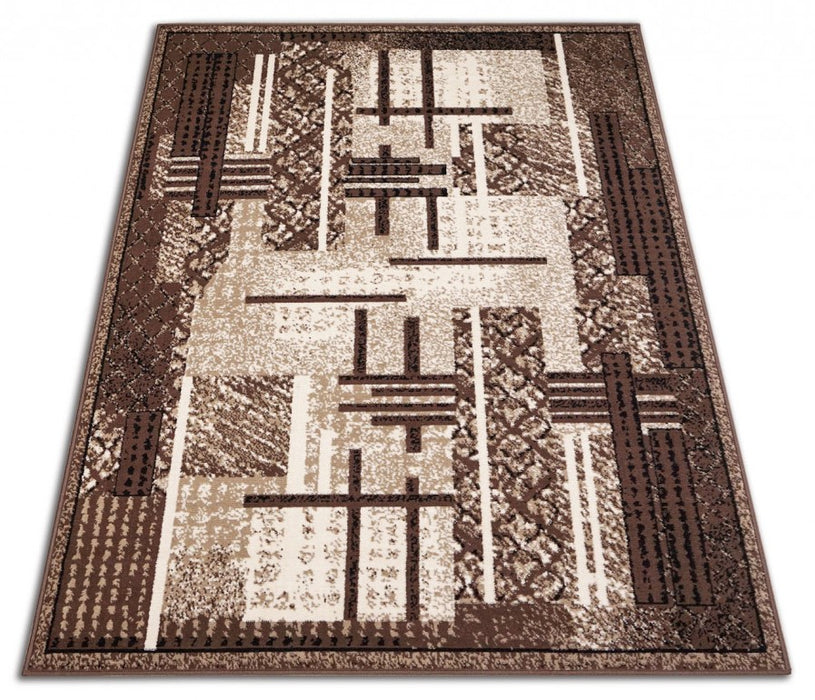 covor-modern-maro-bej-geometric-vedere-de-sus