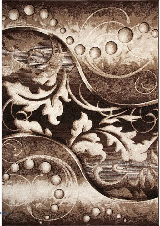 covor modern maro bej cu design abstract vedere completa