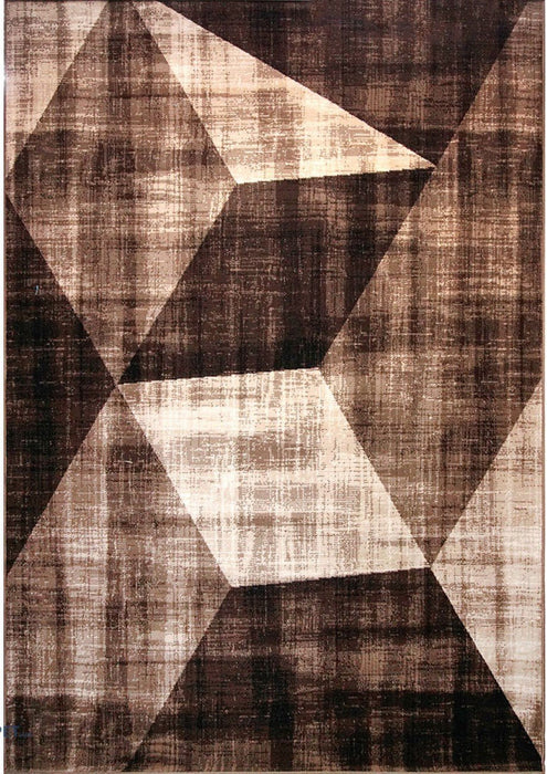 Covor modern maro bej cu model geometric, ideal pentru living